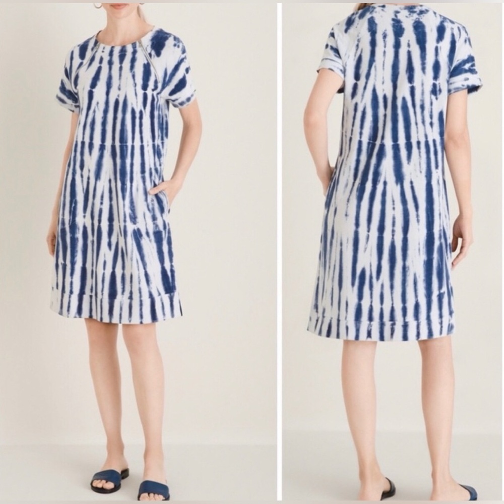 Chico's Navy and White Tie-Dye Midi Dress